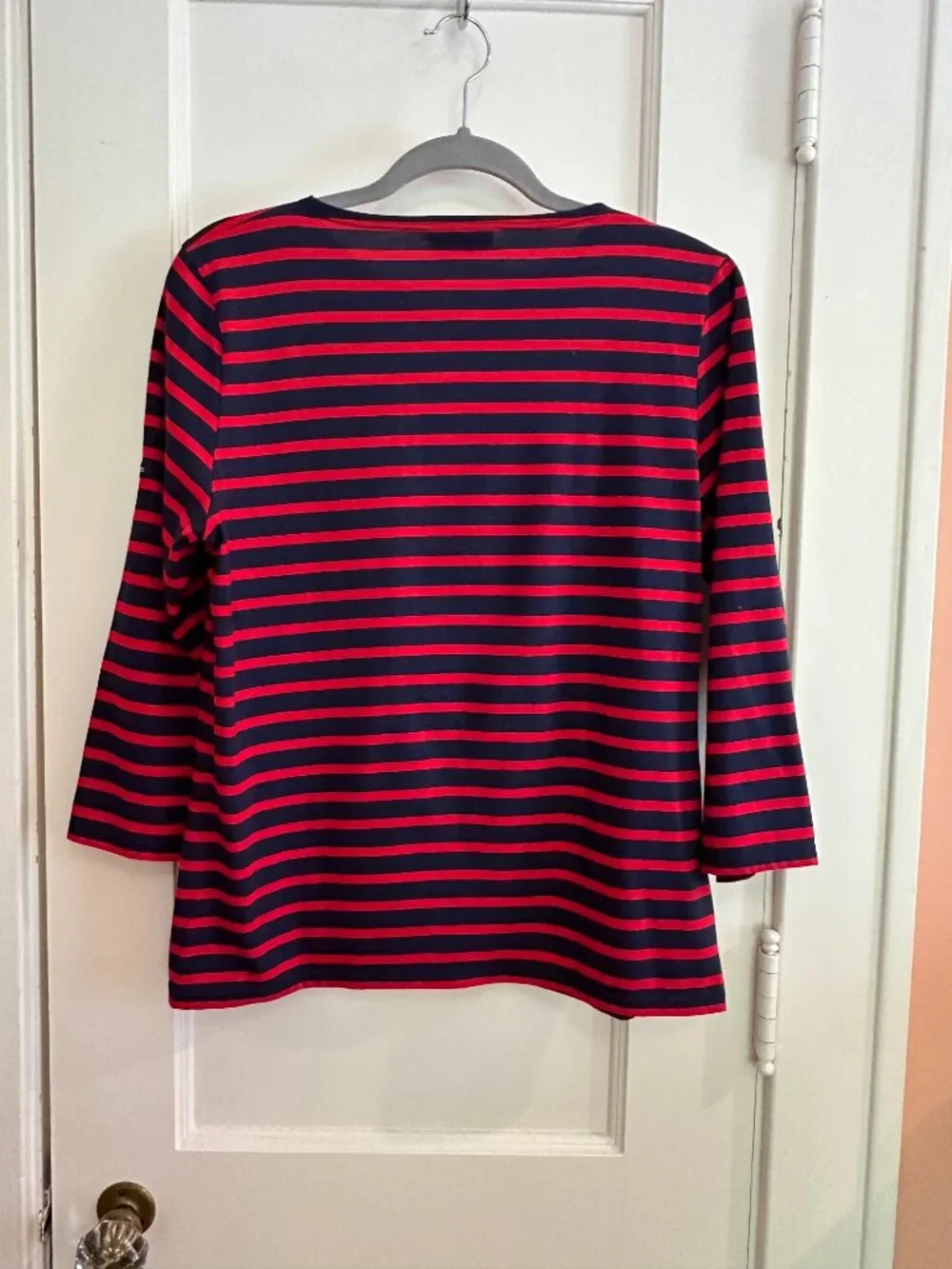 Saint James GALATHEE II Breton Striped Top Navy/Red wm sz 10 (slim) - Picture 4 of 11